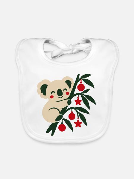 Koala Weihnachten Illustration - Baby Bio-Lätzchen - Weiß - Vorne