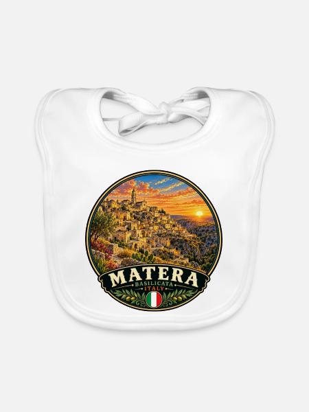 Matera Italien Europa Sonnenuntergang Urlaub - Baby Bio-Lätzchen - Weiß - Vorne