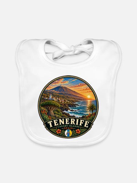 Teneriffa Vulkaninsel Küste Urlaub Sunset - Baby Bio-Lätzchen - Weiß - Vorne