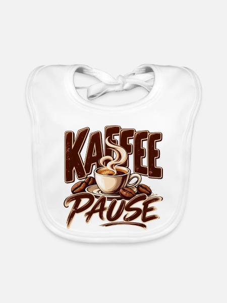 Kaffee Pause Schöne Geschenkidee für den Büro - Baby Bio-Lätzchen - Weiß - Vorne