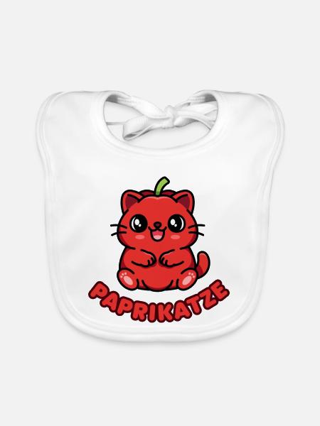 Paprikatze - die Fusion aus Katze und Paprika - Baby Bio-Lätzchen - Weiß - Vorne