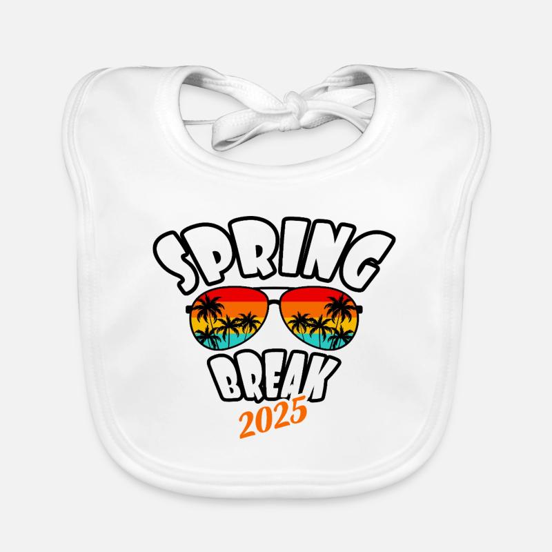 Spring Break 2025 Retro Sunset & Beach Organic Baby Bibs