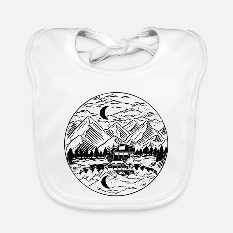 Dachzelt Camper | Camping Geschenk Dachzelten - Baby Bio-Lätzchen - Weiß
