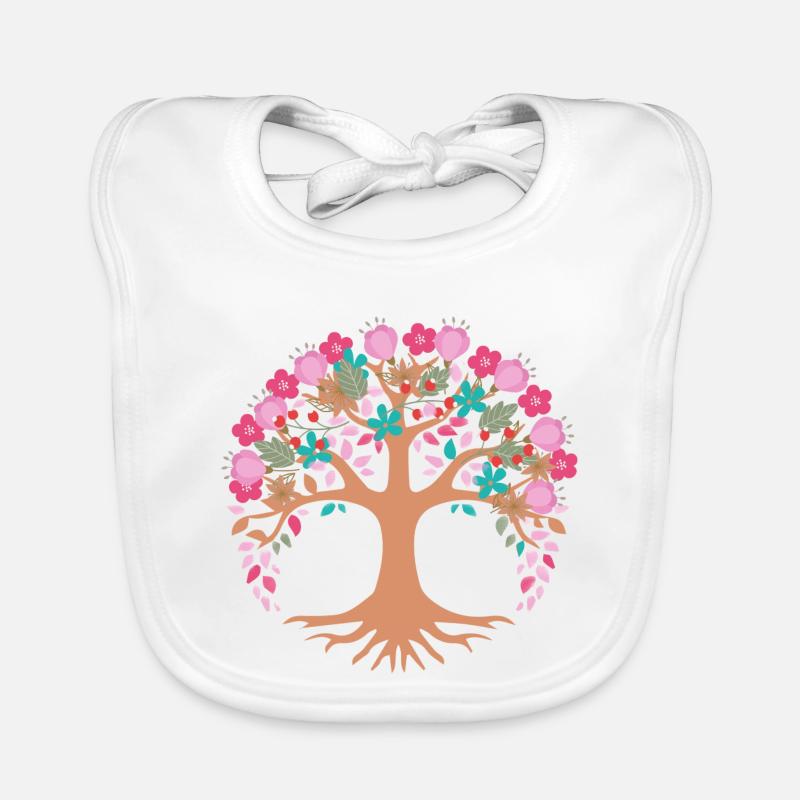 Arbre de Vie,Arbre de Keben,Fleurs, coloré Bavoir bio Bébé