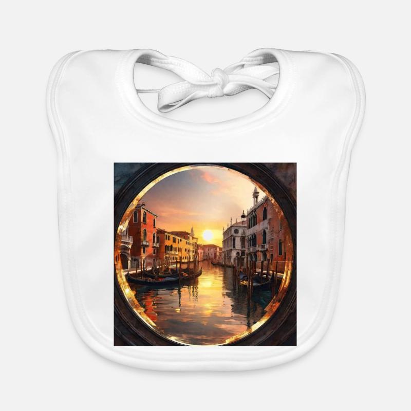 Venise, or, coucher de soleil, reflet Bavoir bio Bébé