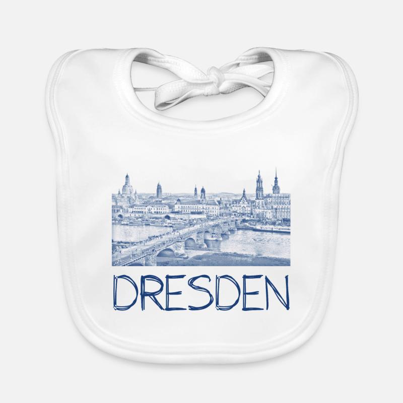 Kulizeichnung Dresden - Baby Bio-Lätzchen - Weiß