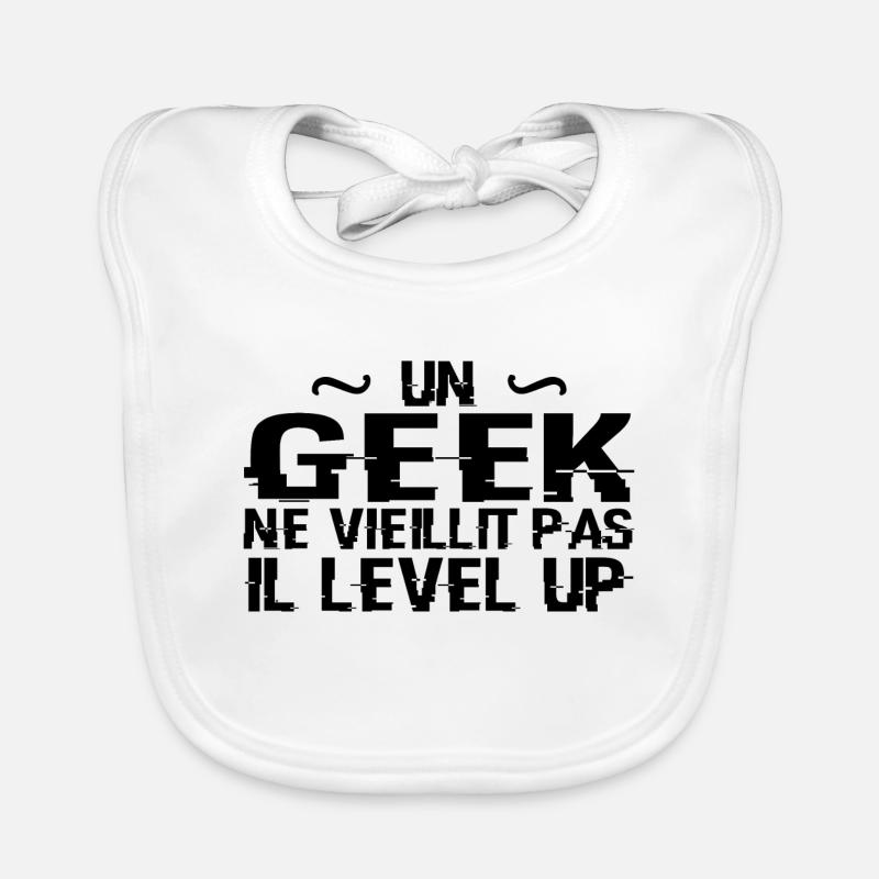 A geek doesn't get old he level up Organic Baby Bibs