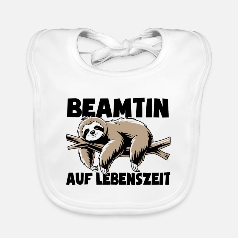 Faultier Beamtin auf Lebenszeit - Spruch Baby Bio-Lätzchen