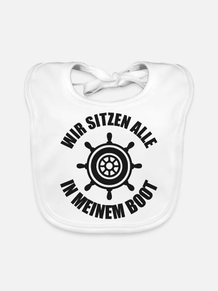 Motorboot Kapitän Boot Boote Seefahrt Geschenk - Baby Bio-Lätzchen - Weiß