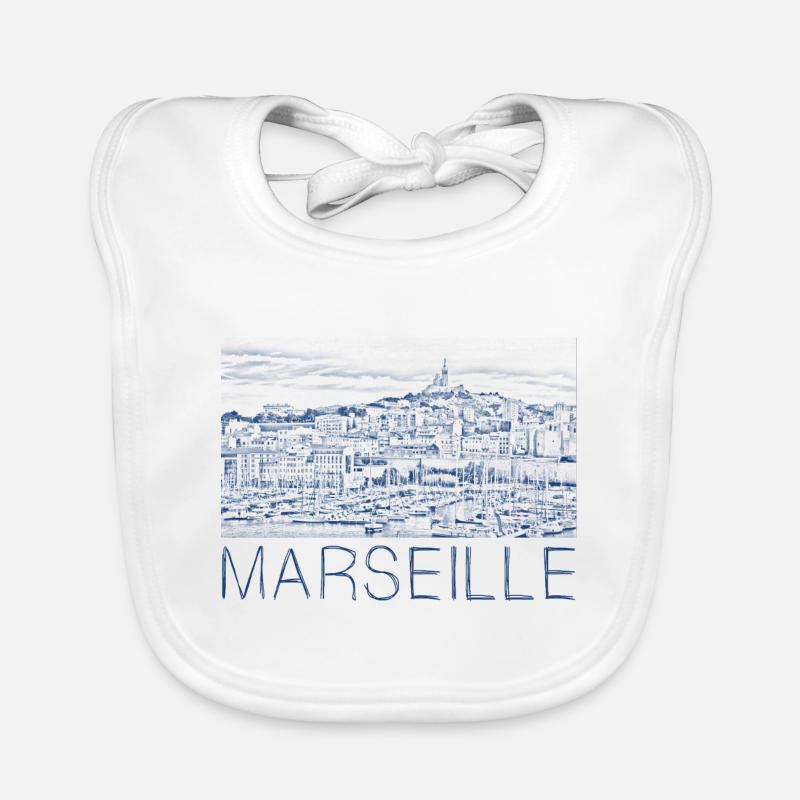 Stiftzeichnung Marseille Baby Bio-Lätzchen