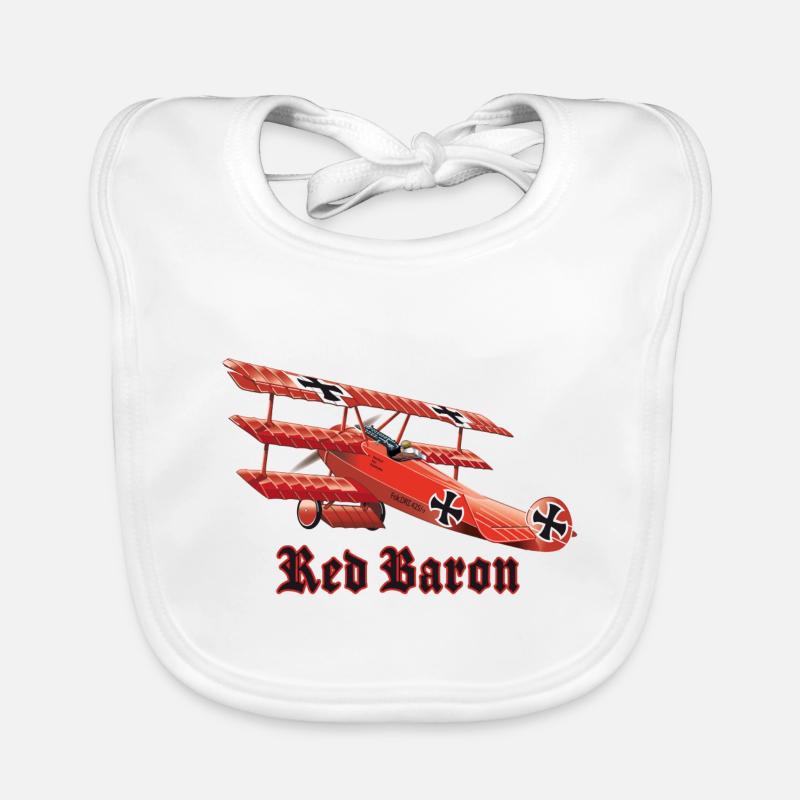 Red Baron (sur Tshirt clair) - Bavoir bio Bébé - blanc