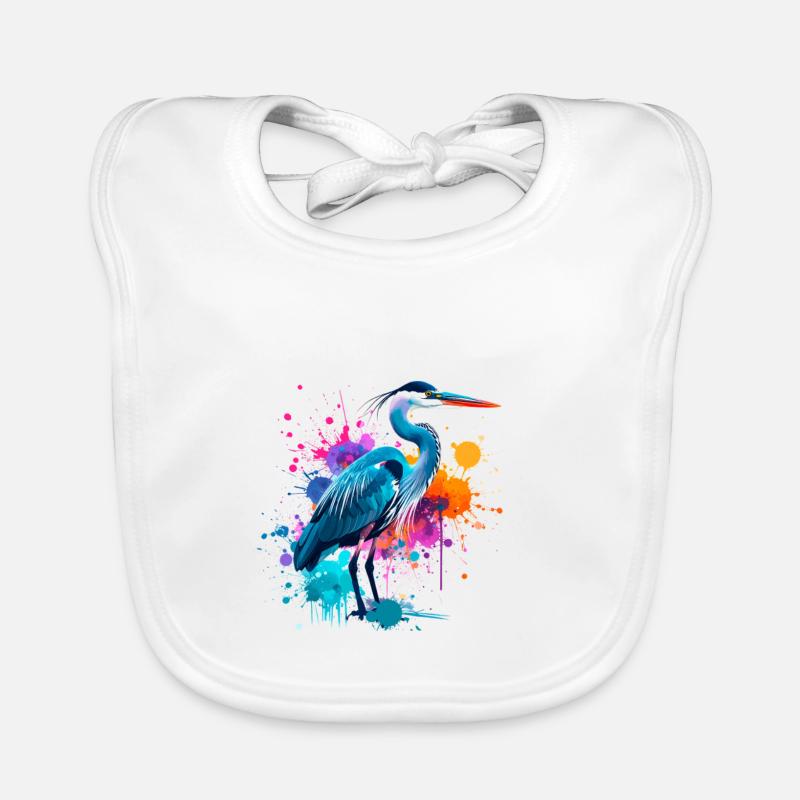 oiseau, héron, illustration, graffiti, coloré Bavoir bio Bébé