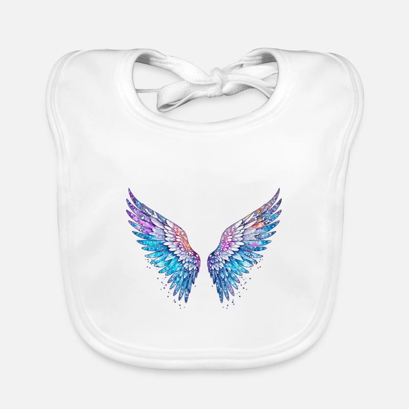 ailes d’ange,plumes,ailes colorées,graffiti,bleu Bavoir bio Bébé