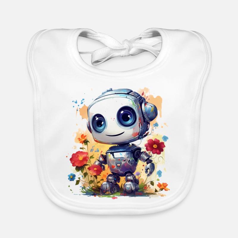 Roboter mit Blumen Baby Bio-Lätzchen