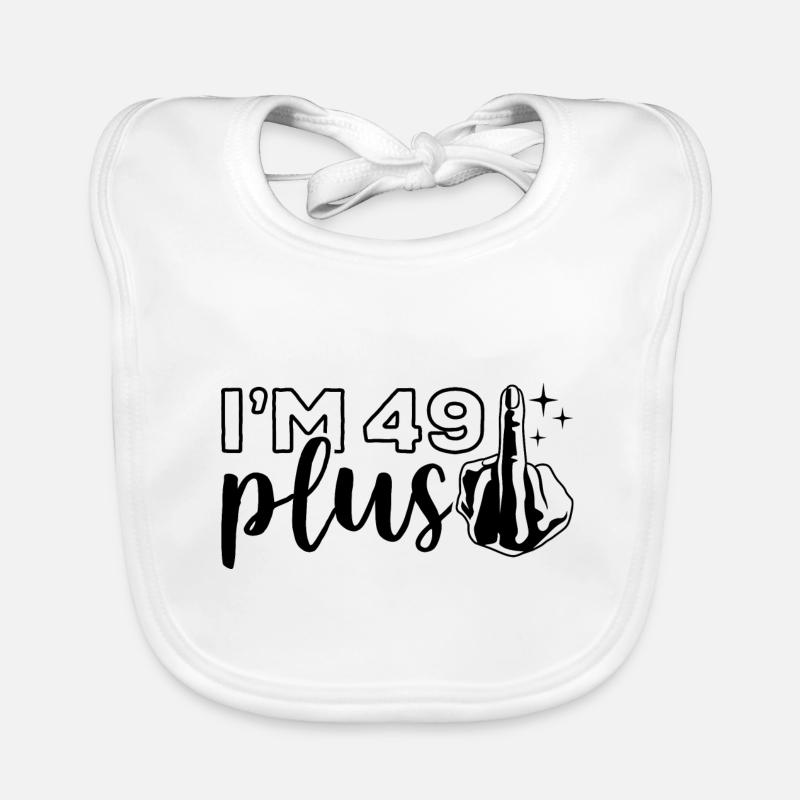 Ich bin 49 plus 1, Mittelfinger 50. Geburtstag Baby Bio-Lätzchen