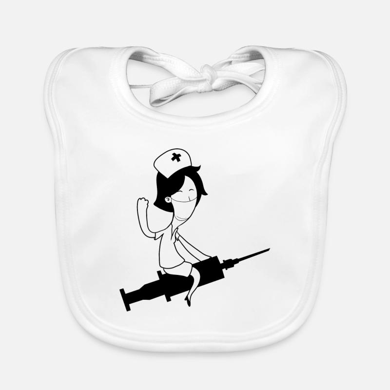 Nurse Comic Design Syringe Organic Baby Bibs