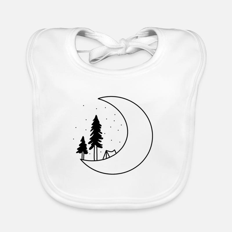 Camping au clair de lune - Bavoir bio Bébé - blanc