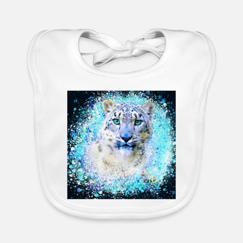 snow leopard,cat,leopard, jaguar,white,graffiti Organic Baby Bibs