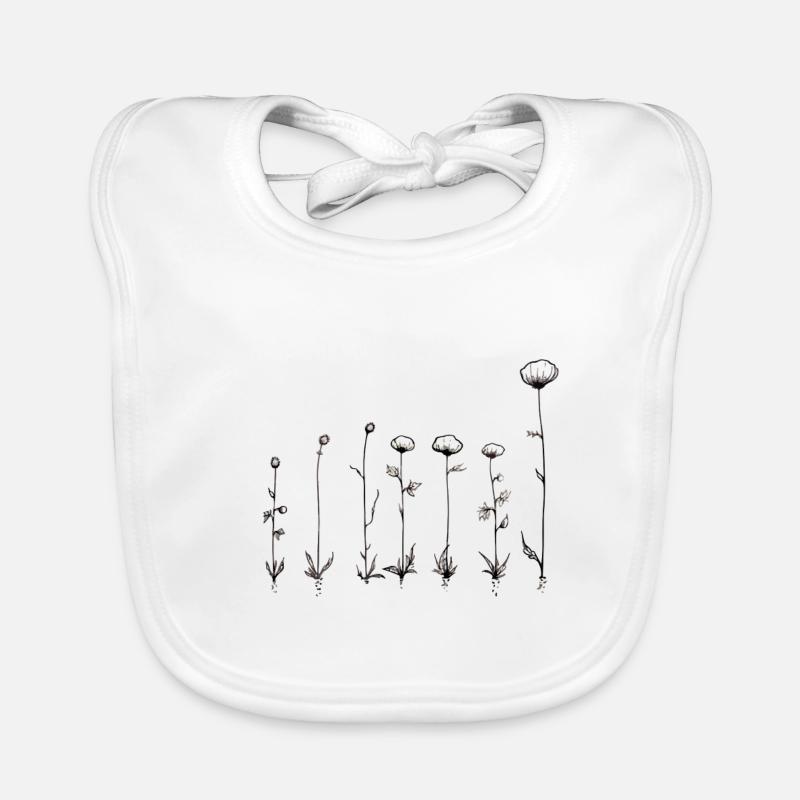 Serene Linear Floral Art Organic Baby Bibs