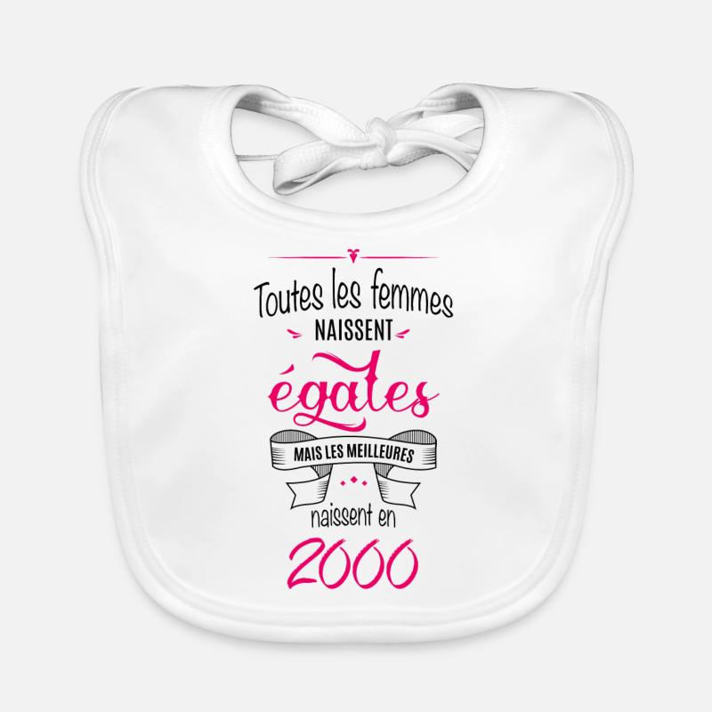 Année 2000 (fe) - Bavoir bio Bébé - blanc