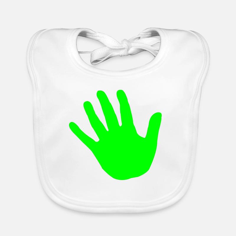 vert main - Bavoir bio Bébé - blanc