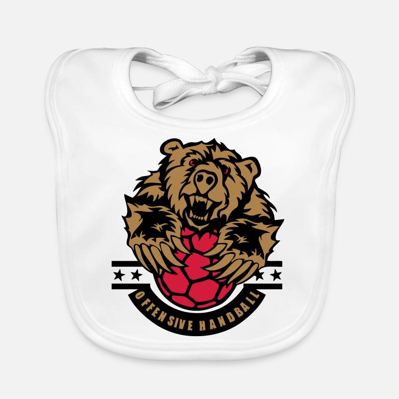handball bear offensive logo Organic Baby Bibs