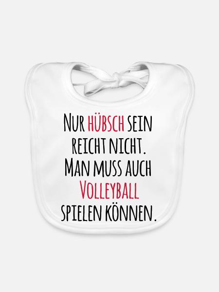 VolleyballFREAK Hübsch sein Volleyball M - Baby Bio-Lätzchen - Weiß - Vorne