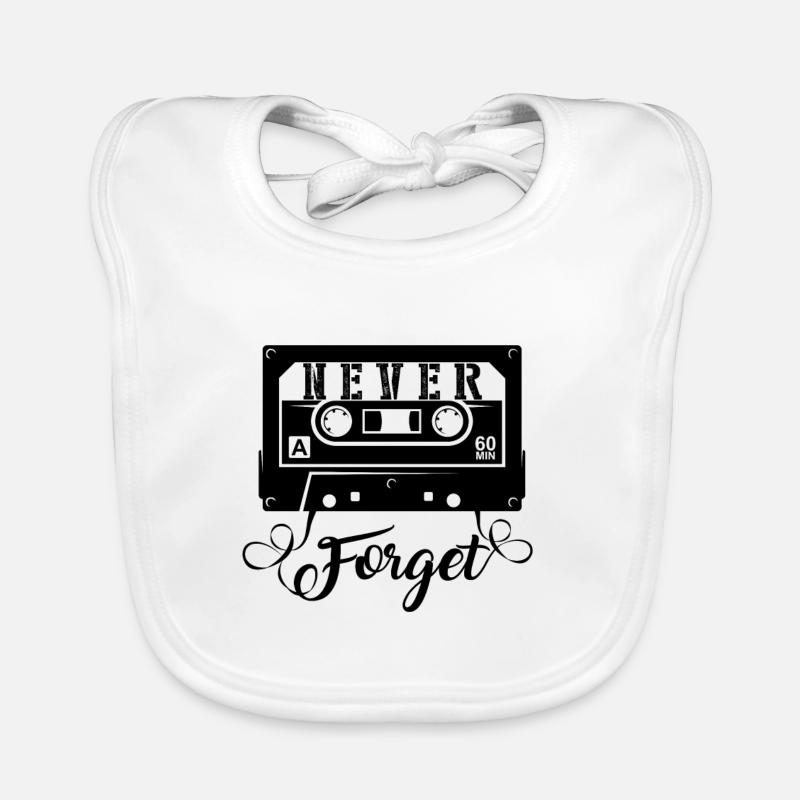 NEVER FORGET - Cassette Retro Gift Organic Baby Bibs
