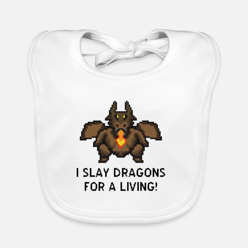 Dragons kill Pixel Gaming Organic Baby Bibs