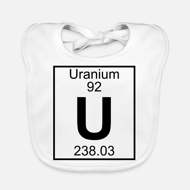 Periodic Element 92 - U (uranium) - BIG - Bavoir bio Bébé - blanc