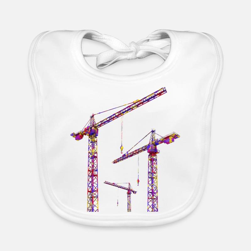 Construction cranes in bright colors Organic Baby Bibs