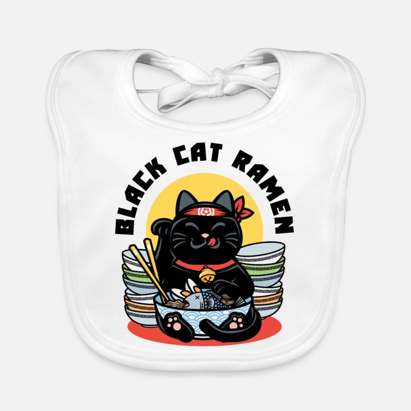 black cat ramen Organic Baby Bibs