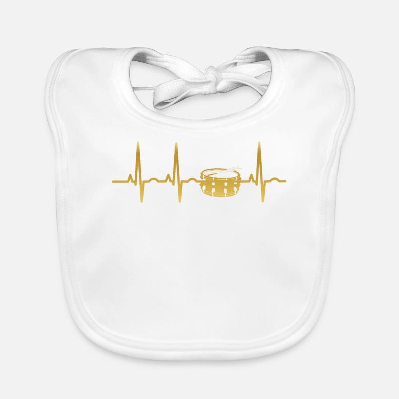 evolution ekg heartbeat drums trommel drum - Baby Bio-Lätzchen - Weiß