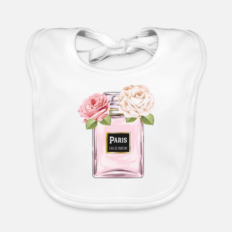 Flacon de parfum avec des roses aquarelles Bavoir bio Bébé