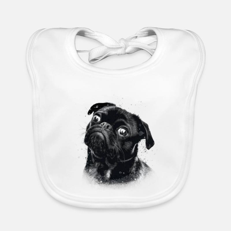 Mops-Print im Comic-Style Baby Bio-Lätzchen