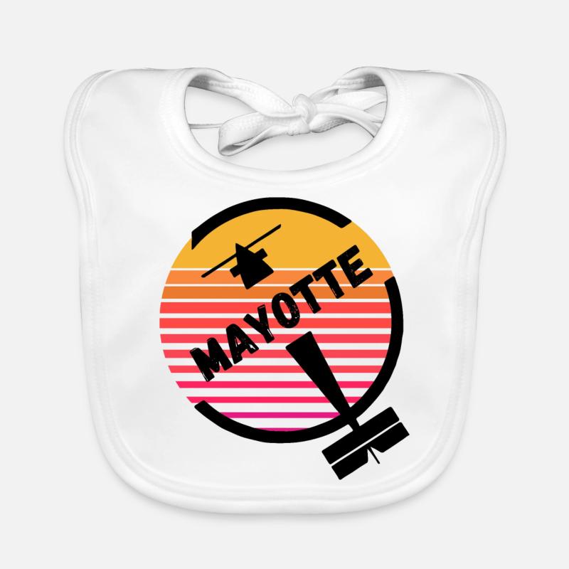 Mayotte Sunset Retro Plane Organic Baby Bibs