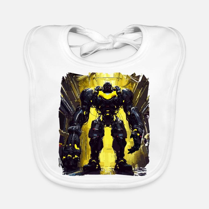 Futuristic Cyberpunk Mech Warrior Sci Fi Robot Organic Baby Bibs