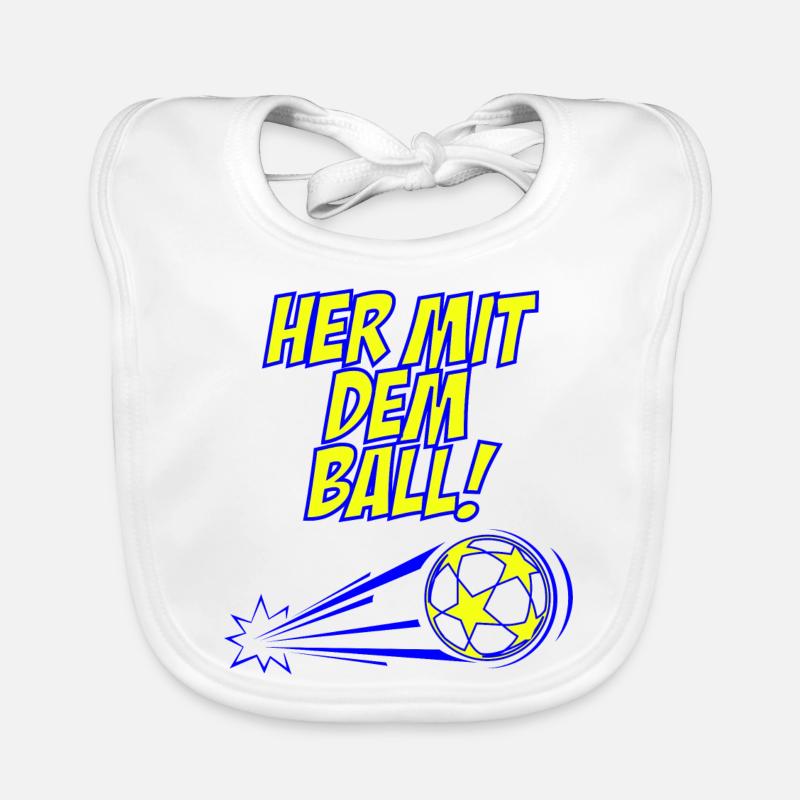 Fußball her mit dem Ball - Baby Bio-Lätzchen - Weiß