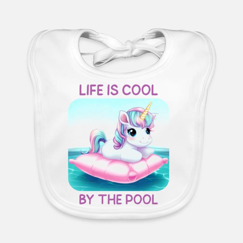 Licorne dans la piscine Cadeau de vacances de bain d’été Bavoir bio Bébé