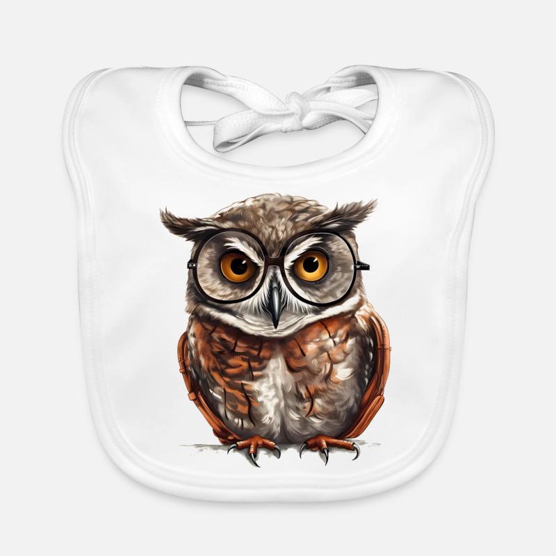 Eule mit Brille, ein Symbol der Weisheit Baby Bio-Lätzchen