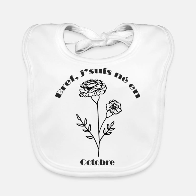 Cadeau d'Anniversaire - Fleur de Naissance Octobre Bavoir bio Bébé