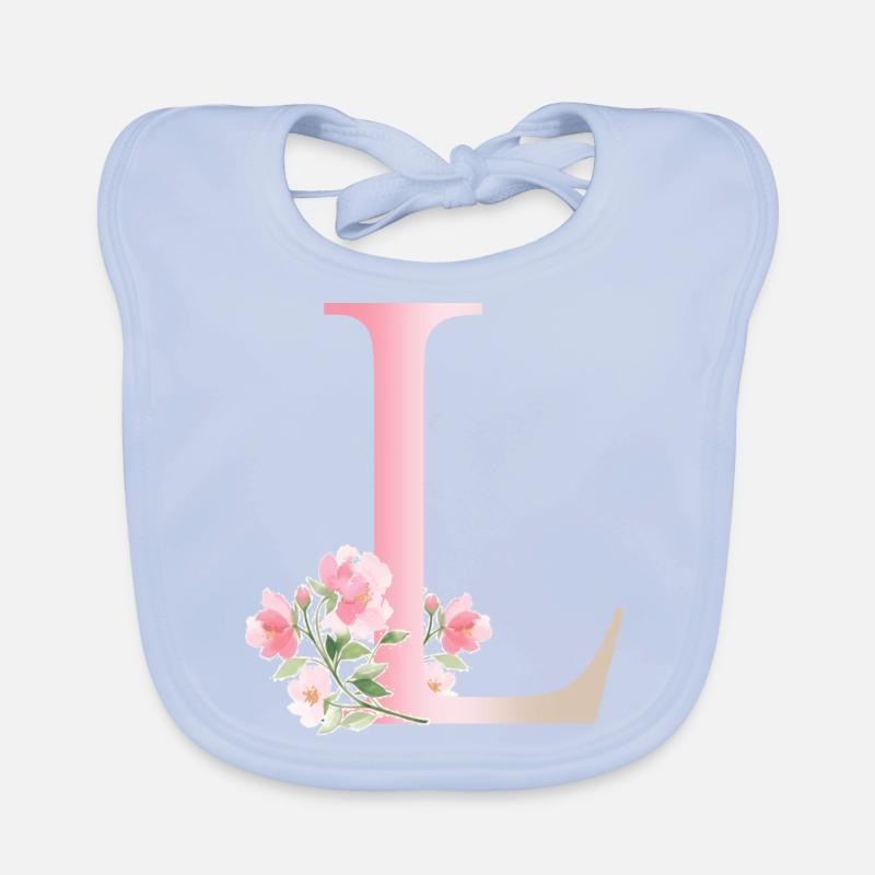 Letter L with flowers Organic Baby Bibs