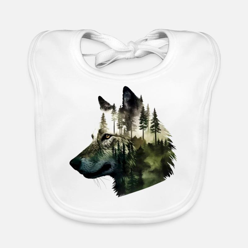Wolf - Baby Bio-Lätzchen - Weiß
