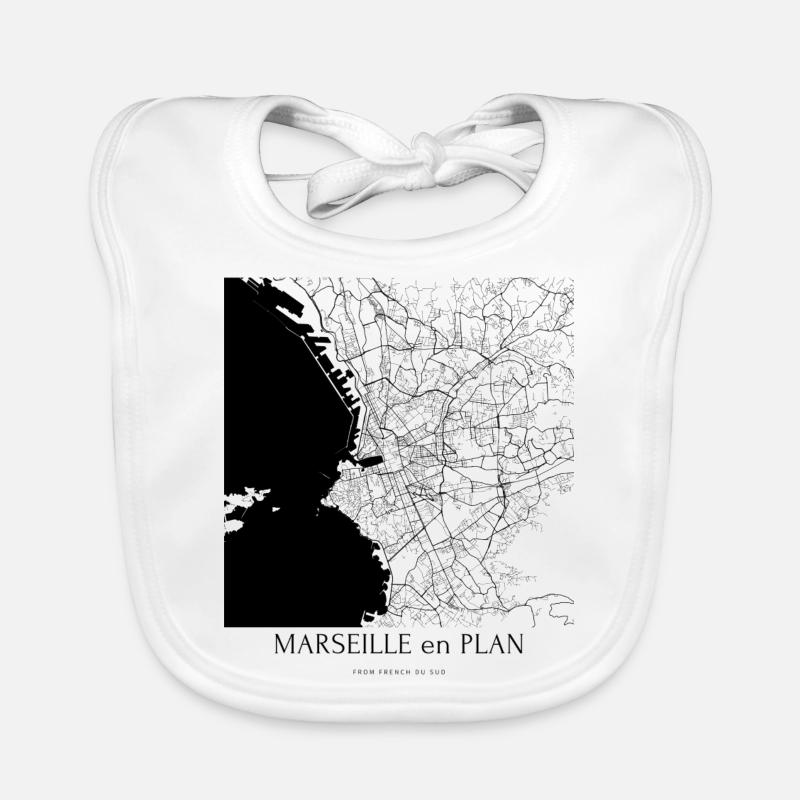 MARSEILLE en PLAN § - Bavoir bio Bébé - blanc