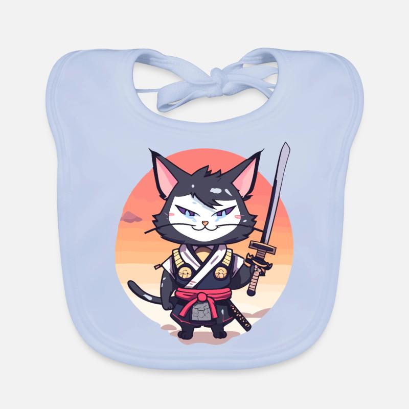 Samurai Cat #37 Organic Baby Bibs