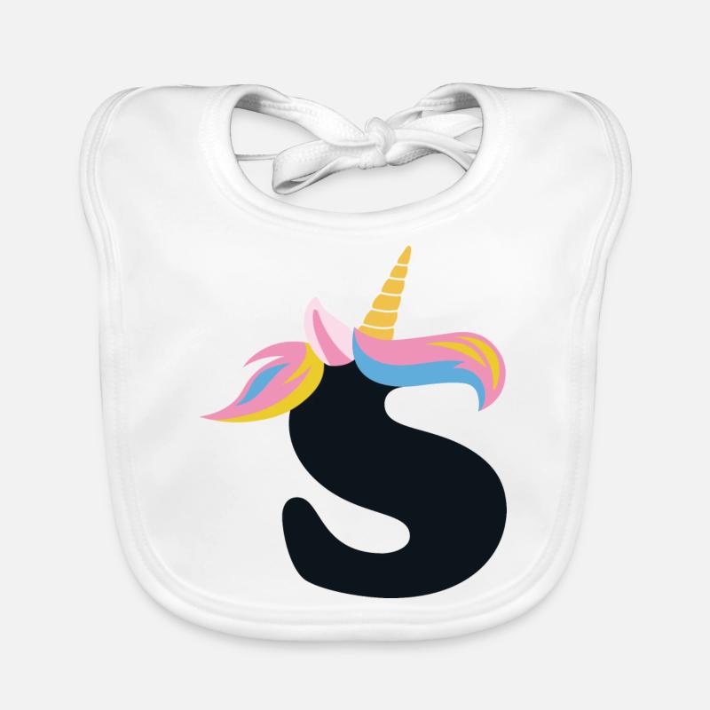 Einhorn-Buchstabe Regenbogenstyle "S" | be unique Baby Bio-Lätzchen