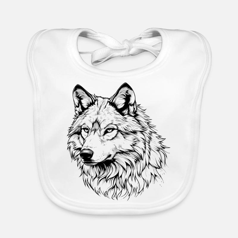 Weißer Wolf Baby Bio-Lätzchen