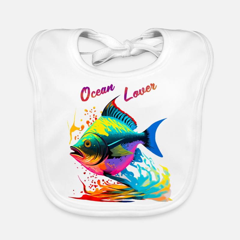 Ocean Lover. Colorful Fish Organic Baby Bibs