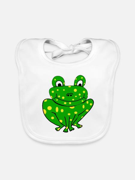 Fröhlicher Frosch - Baby Bio-Lätzchen - Weiß