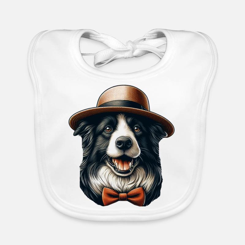 Border Collie Zeichnung Baby Bio-Lätzchen
